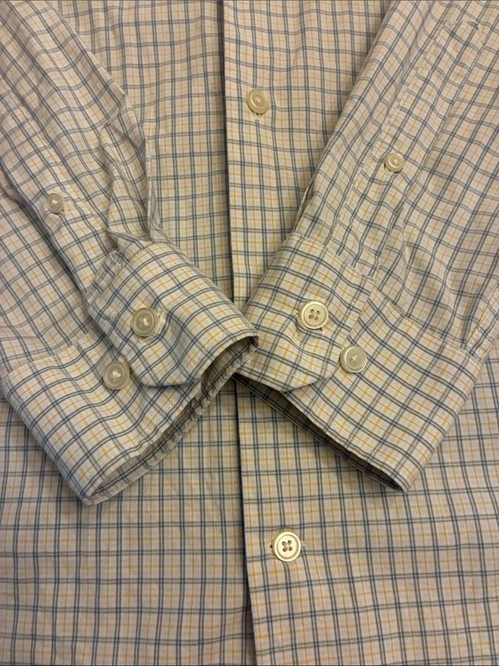 Banana Republic Blue and White Windowpane Dress Shirt
